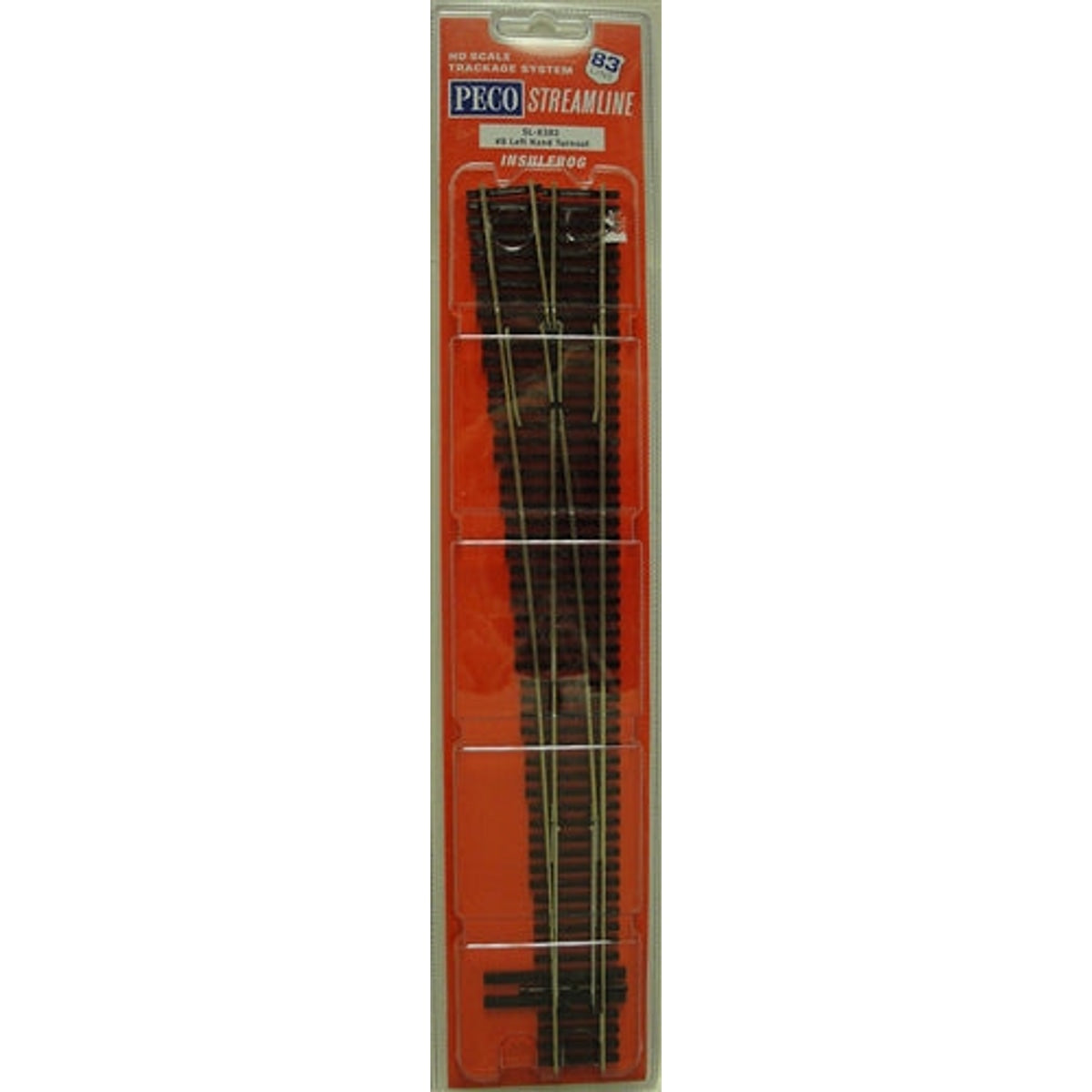Peco Streamline SL-8382 HO North American Style Code 83 Insulfrog #8 Left Hand Turnout Switch