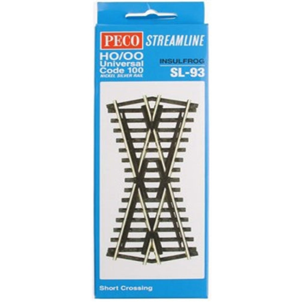 Peco Streamline SL-93 HO / OO Universal Code 100 Nickel Silver Rail Insulfrog 24-Degree Short Crossing NIB
