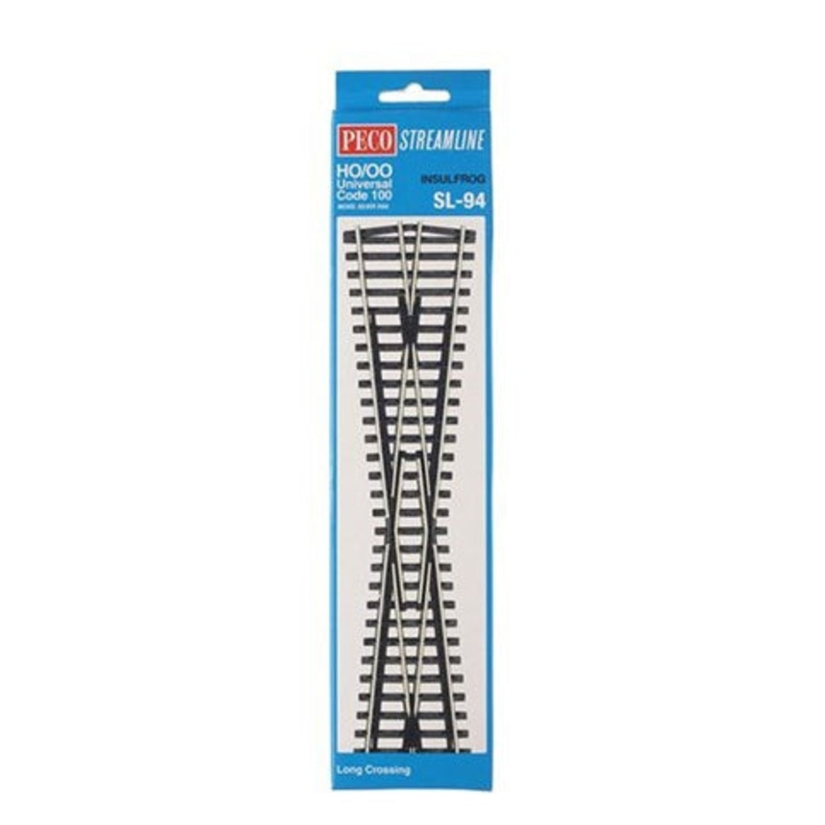 Peco Streamline SL-94 HO / OO Universal Code 100 Nickel Silver Rail Insulfrog 12-Degree Long Crossing NIB