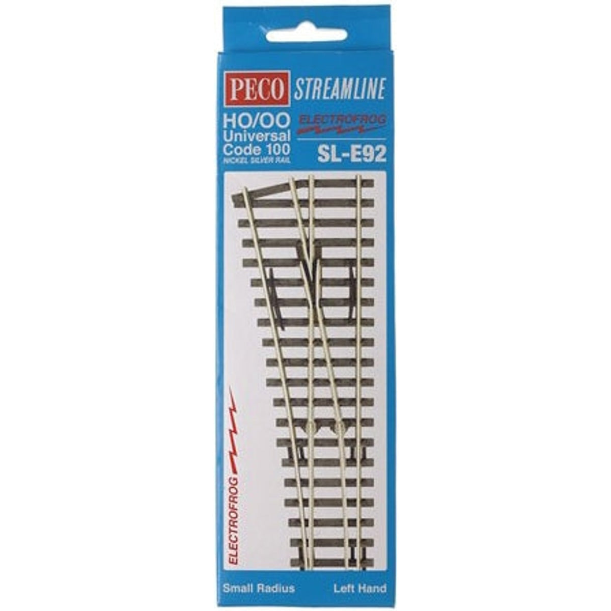 Peco Streamline SL-E92 HO / OO Universal Code 100 Nickel Silver Rail Electrofrog Small Radius Left Hand Turnout Switch NIB