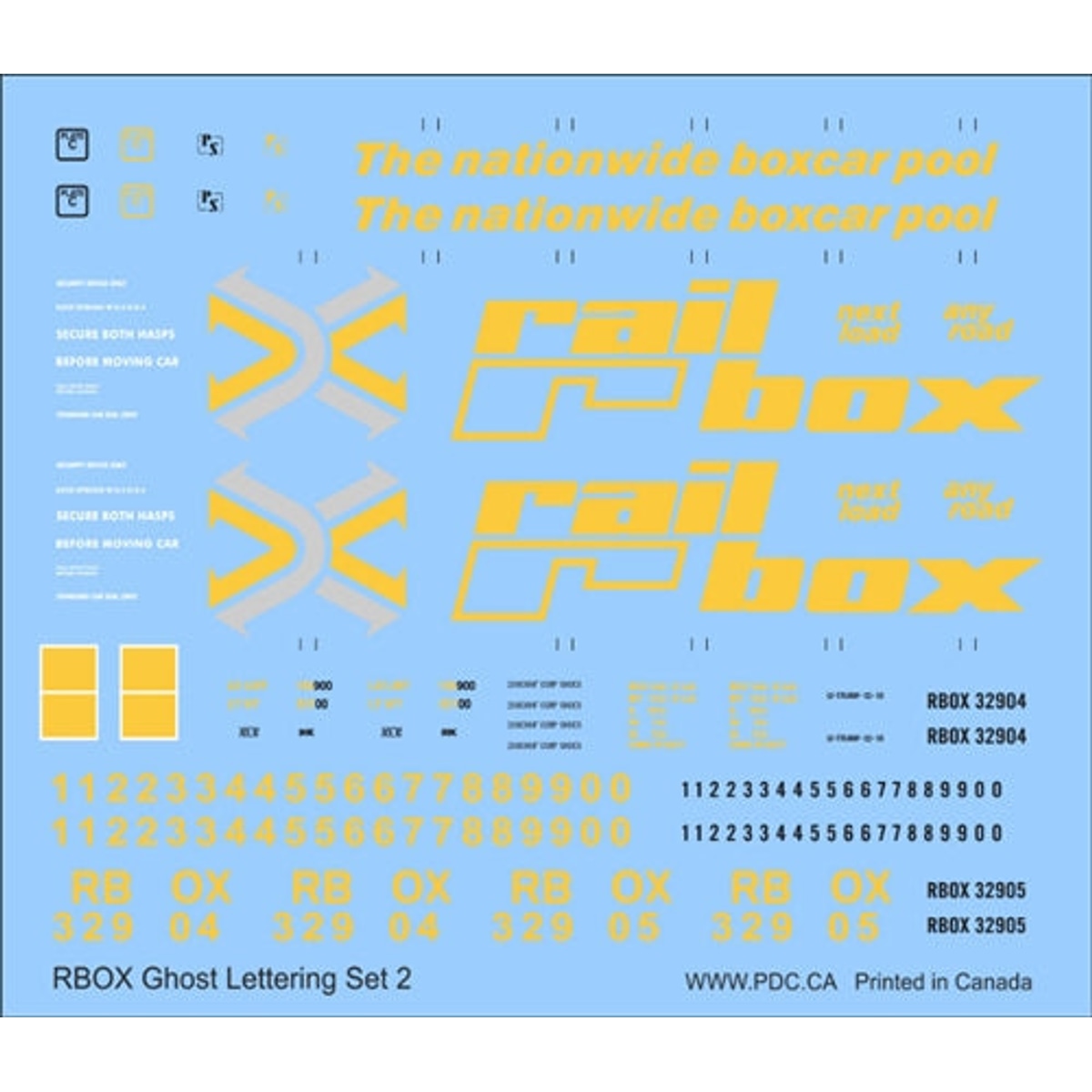 Precision Design Co. HO RBOX Ghost Lettering Set 2 Waterslide Decal Set NIB