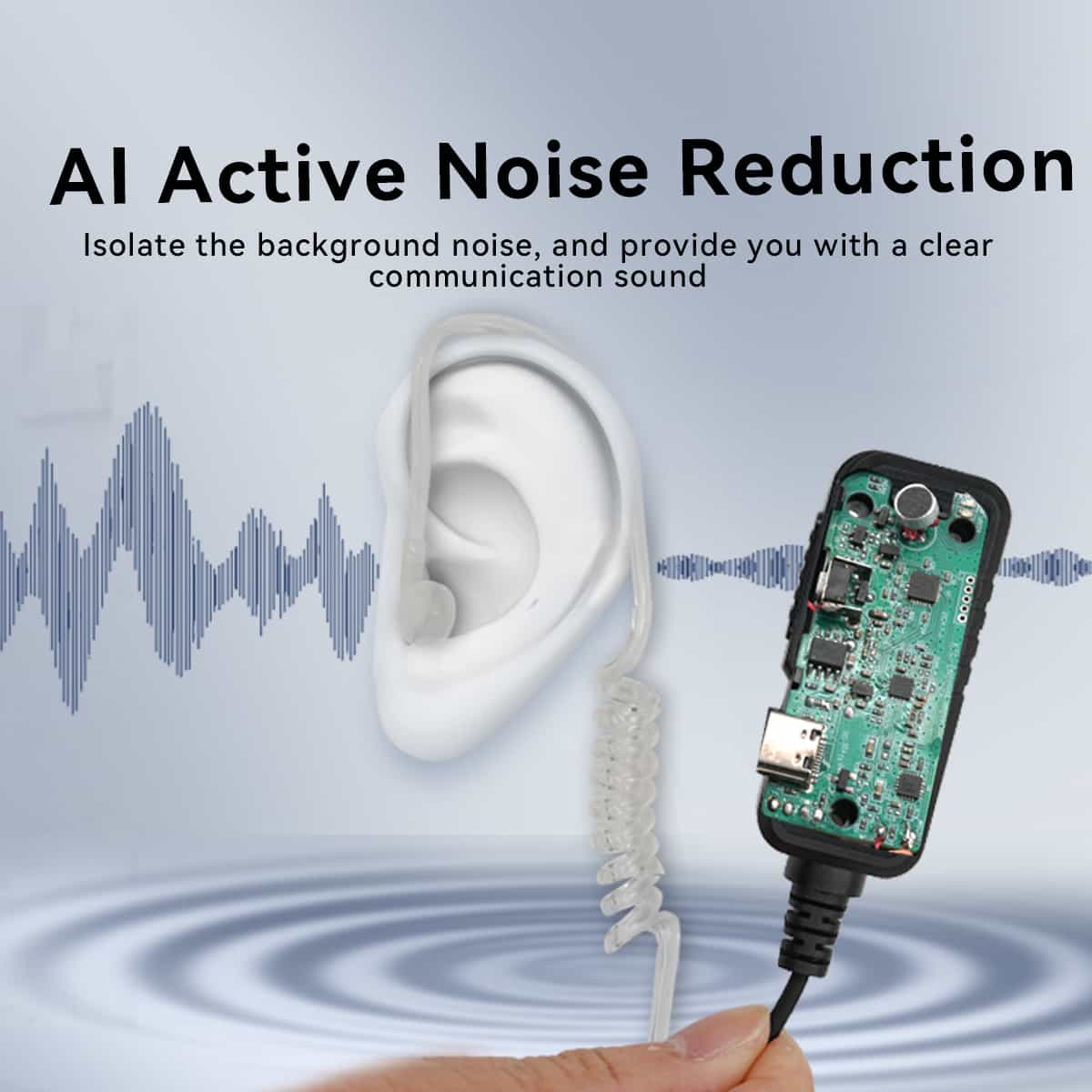 Retevis AI Noise-Canceling 2-Wire Covert Acoustic Tube Secret Service Earpiece - HD1 HD2 RT29