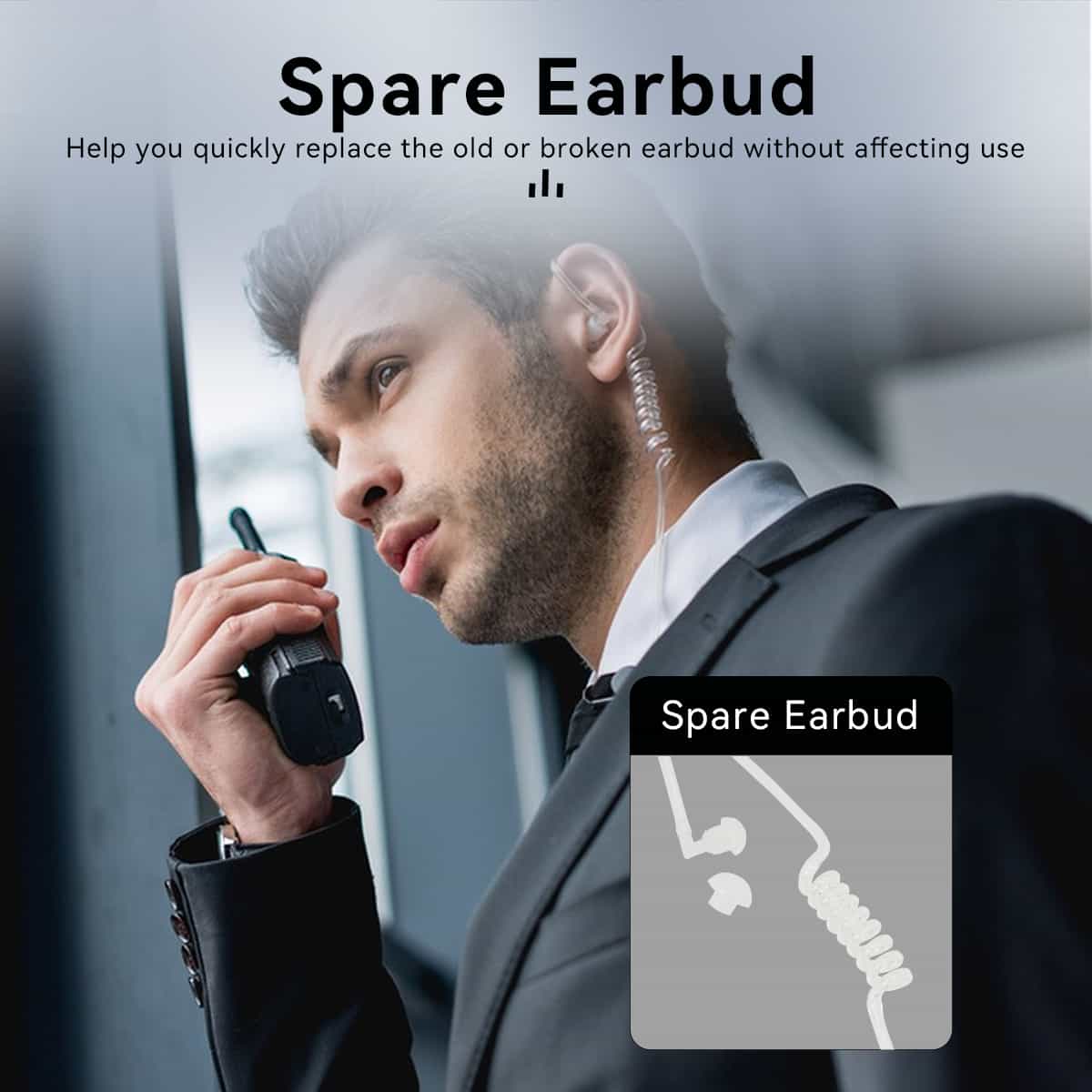 Retevis AI Noise-Canceling 2-Wire Covert Acoustic Tube Secret Service Earpiece - HD1 HD2 RT29