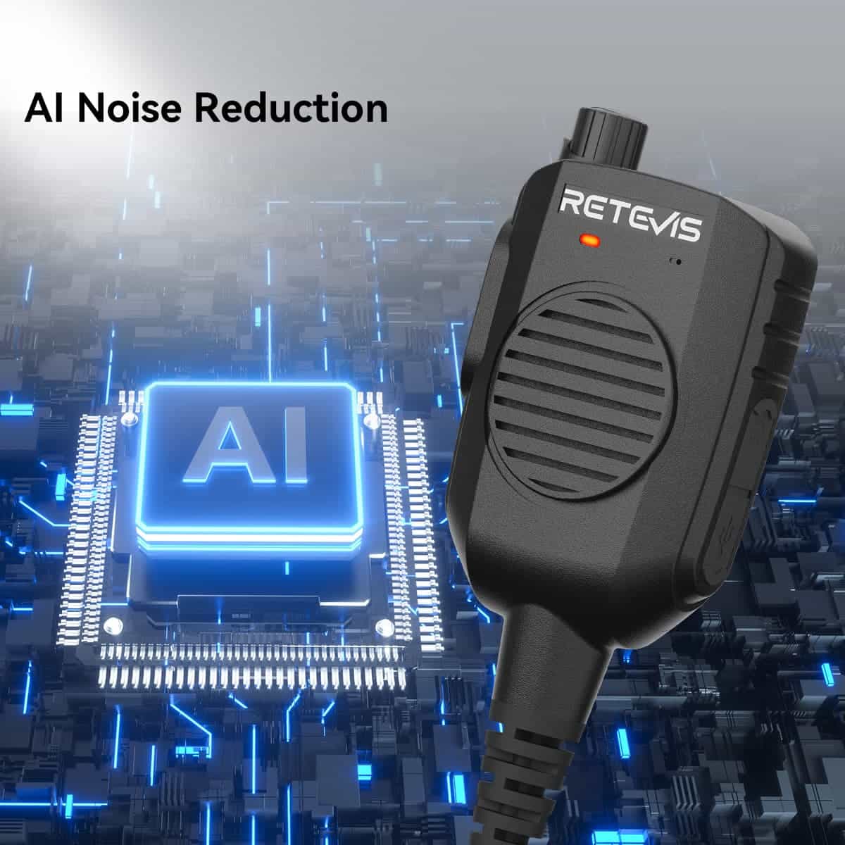 Retevis HK011 Amateur Ham Two-Way Radio Speaker Microphone With AI Noise Canceling Microphone 2 Pin K Plug