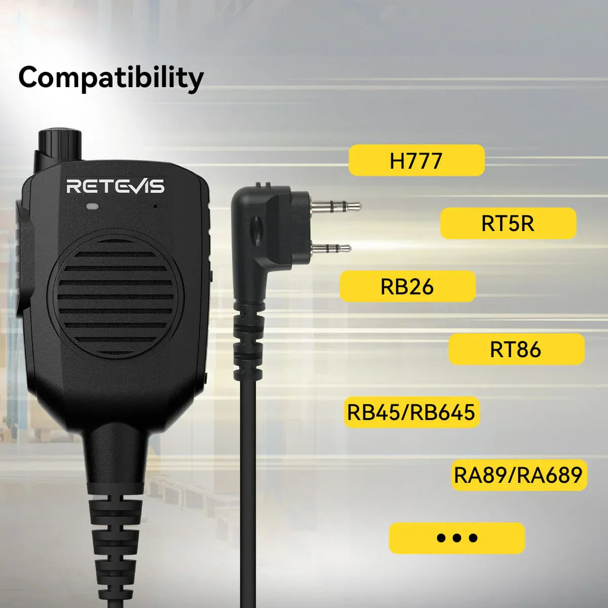 Retevis HK011 Amateur Ham Two-Way Radio Speaker Microphone With AI Noise Canceling Microphone 2 Pin K Plug
