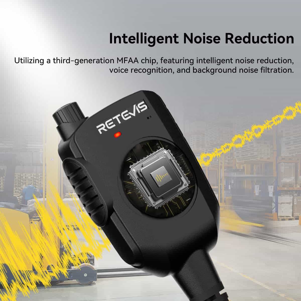 Retevis HK011 Amateur Ham Two-Way Radio Speaker Microphone With AI Noise Canceling Microphone 2 Pin K Plug