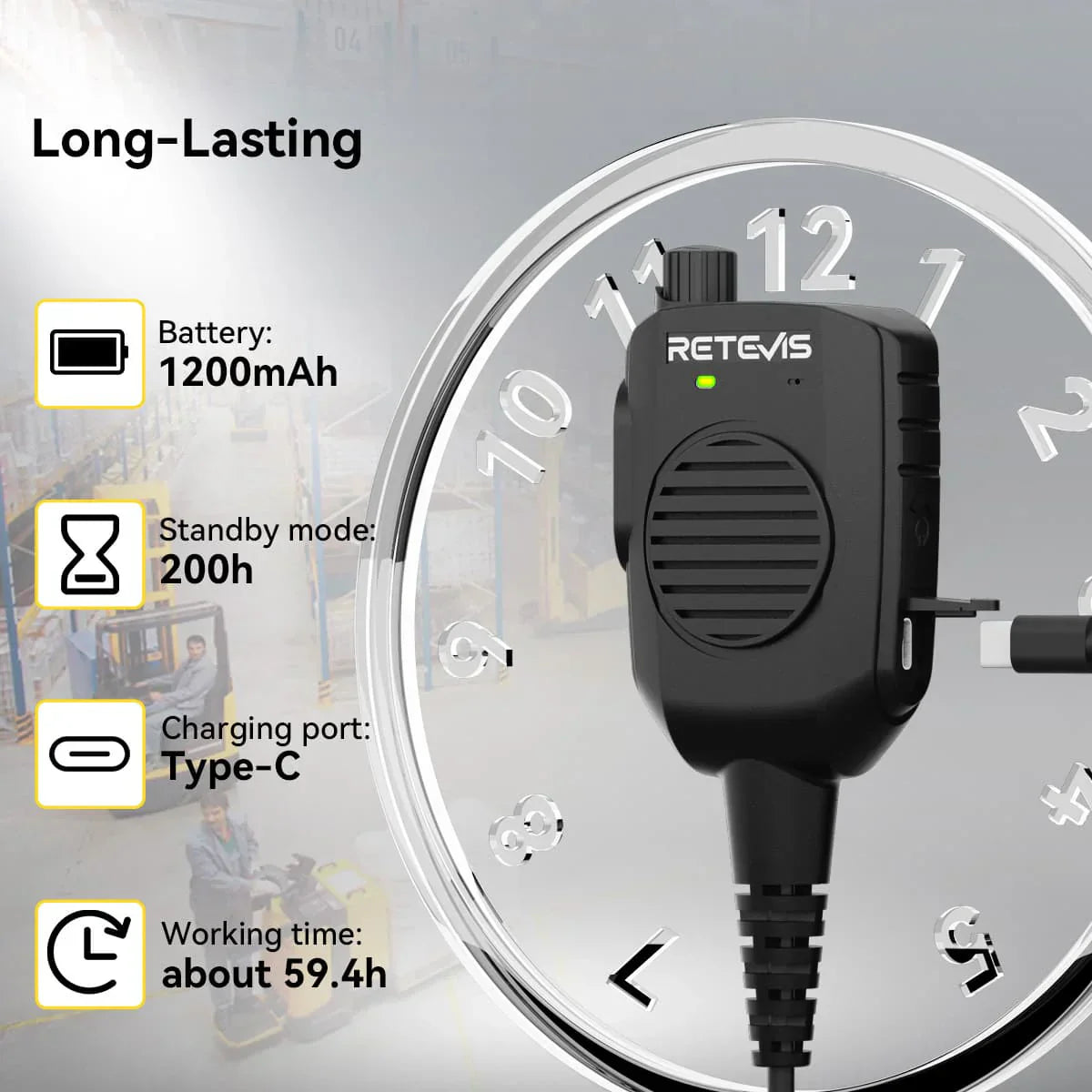 Retevis HK011 Amateur Ham Two-Way Radio Speaker Microphone With AI Noise Canceling Microphone 2 Pin K Plug