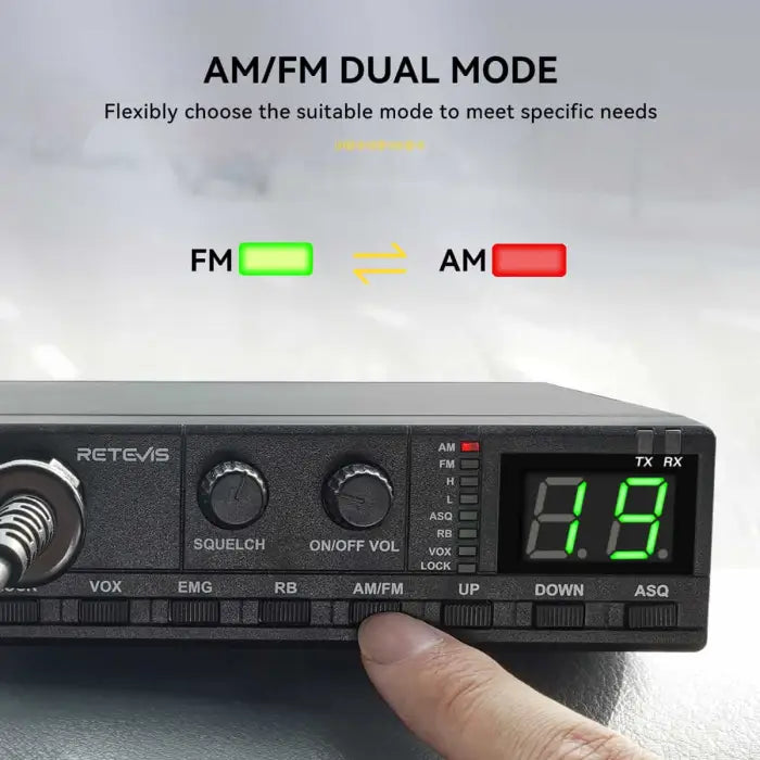 Retevis MB2 40 Channel AM/FM CB Radio Plug & Play With Cigarette Lighter Plug