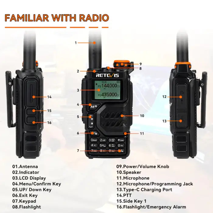 Retevis RA79 (UV-K5) Portable Handheld Multiband Amateur Ham Radio Transceiver Scanner Frequency Counter