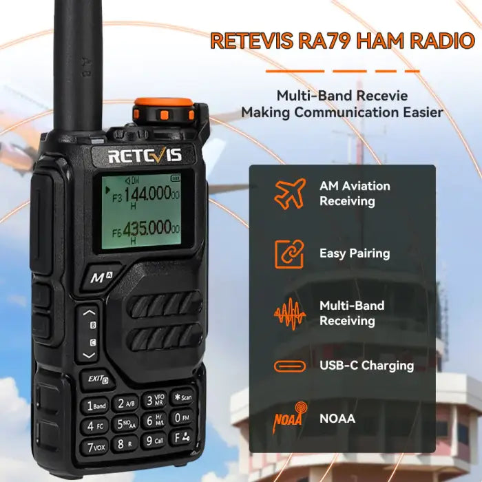 Retevis RA79 (UV-K5) Portable Handheld Multiband Amateur Ham Radio Transceiver Scanner Frequency Counter