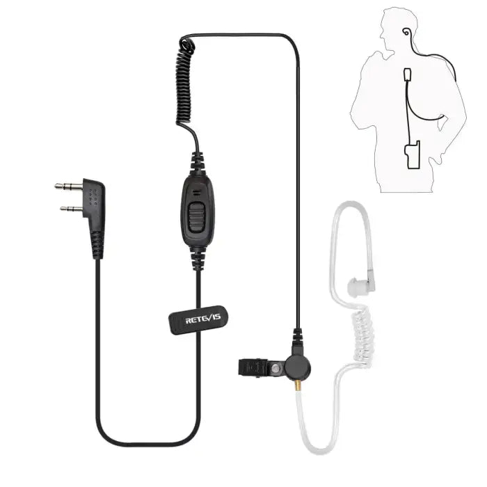 Retevis "Secret Service" Covert Acoustic Tube Earpiece Headset Microphone