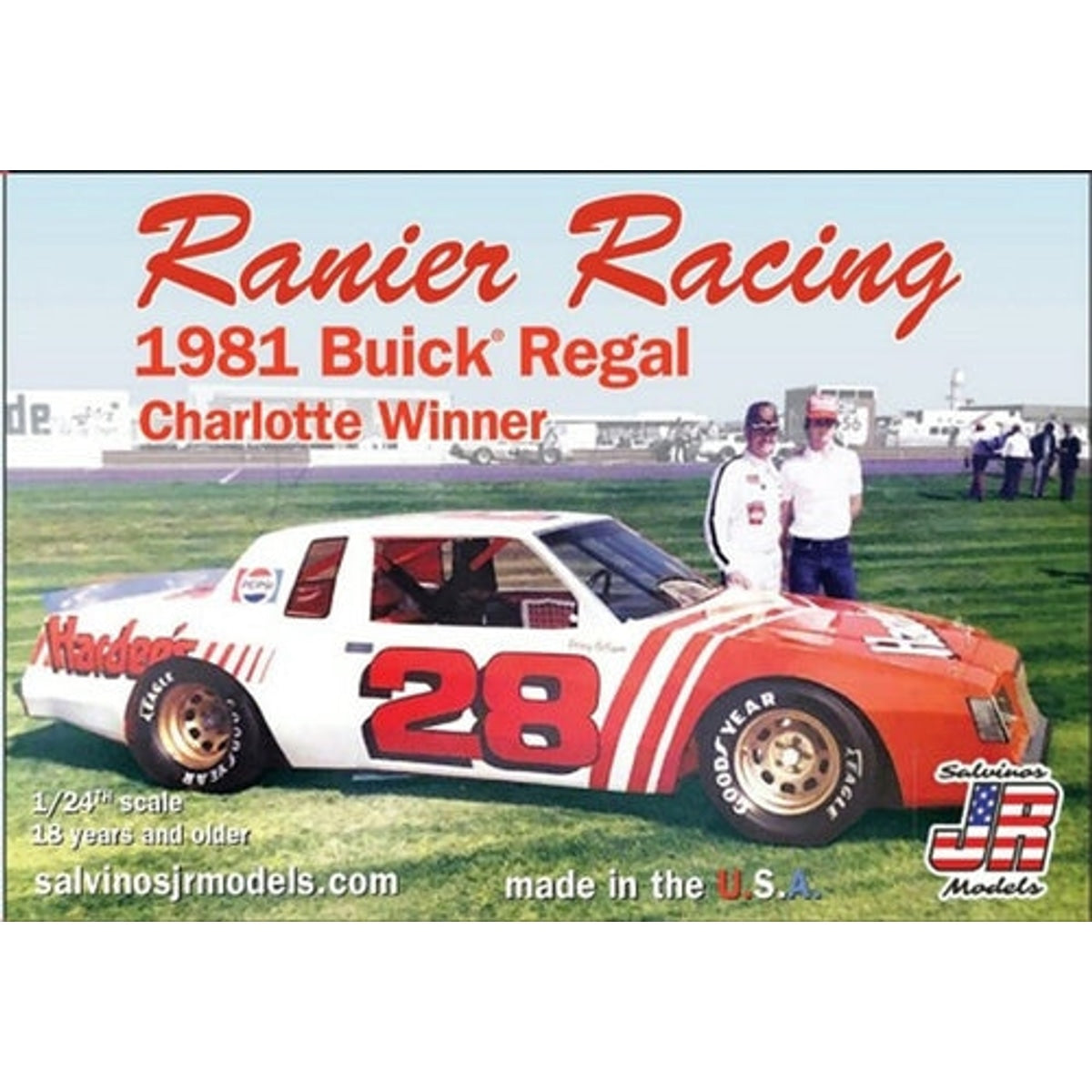 Salvinos JR Models Ranier Racing 1981 Buick Regal Charlotte Winner 1/24 Scale Plastic Model Kit