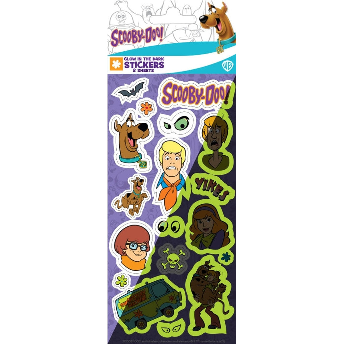 Scooby Doo Glow in the Dark Stickers - 2 sheets