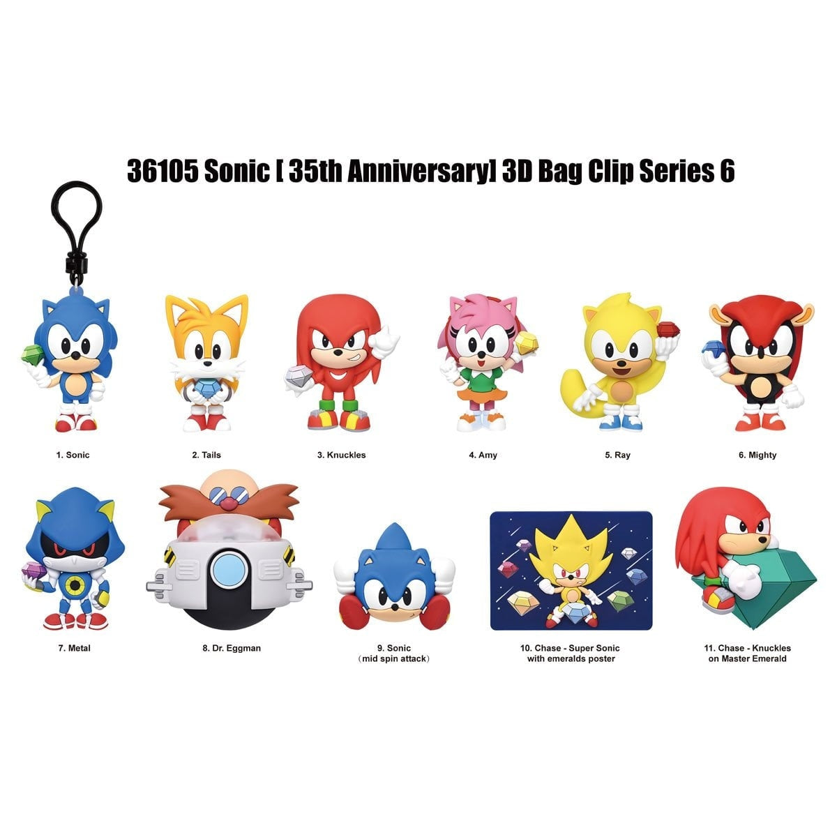 Sonic the Hedgehog 35th Anniversary Series 6 Mystery 3D Foam Bag Clip