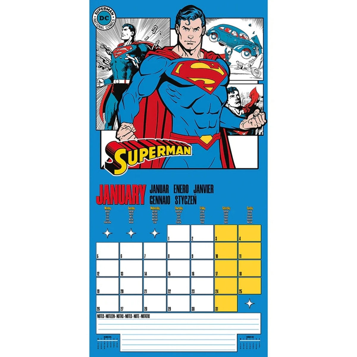 Superman Official 2026 Square Calendar