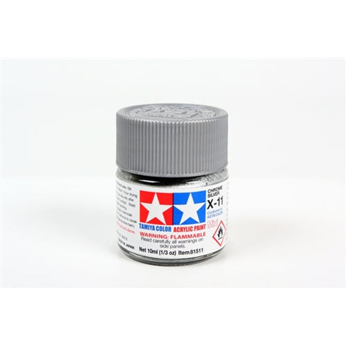 Tamiya Acrylic X-11 Chrome Silver Mini Bottle 10ml (1/3oz)
