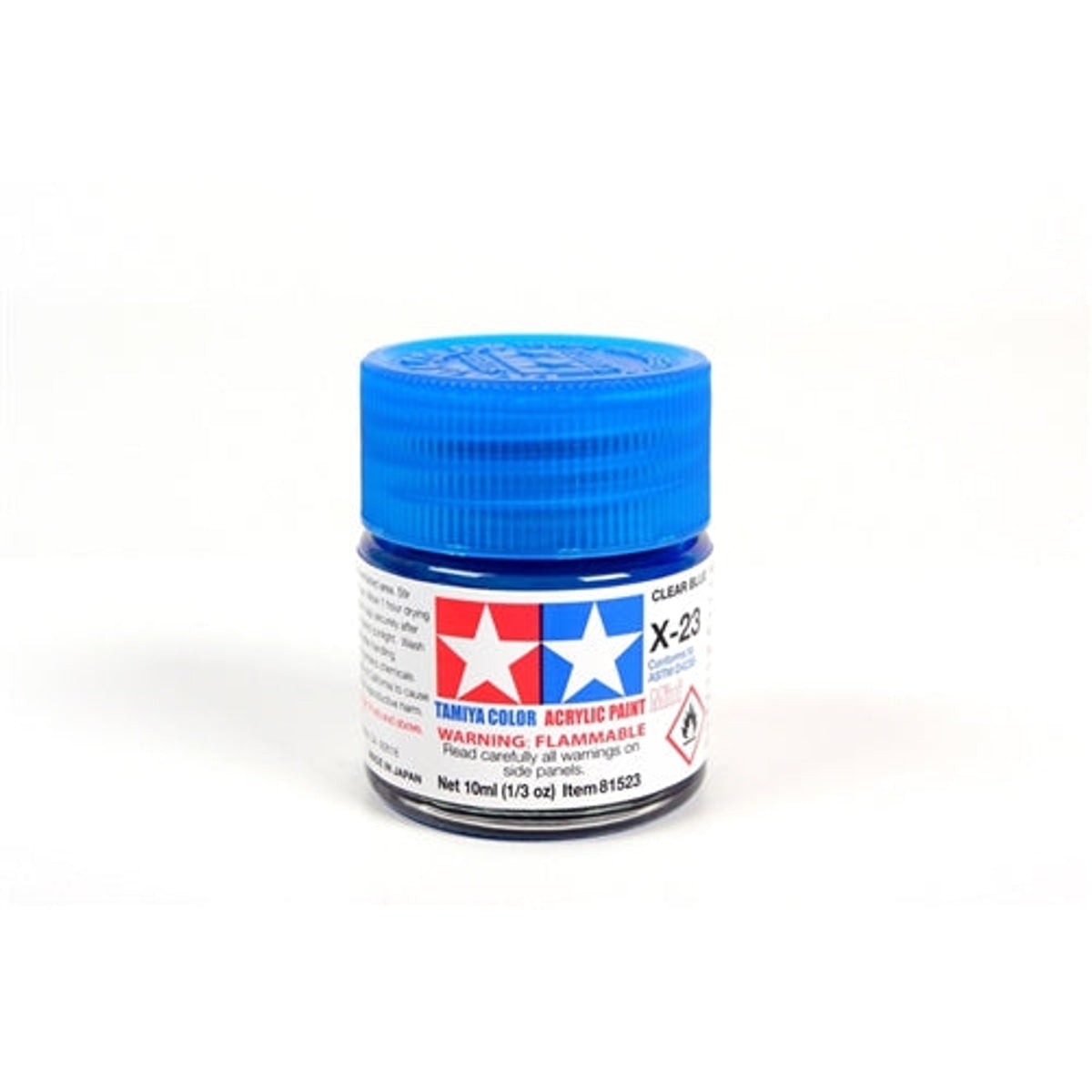 Tamiya Acrylic X-23 Clear Blue Mini Bottle 10mL (1/3oz)