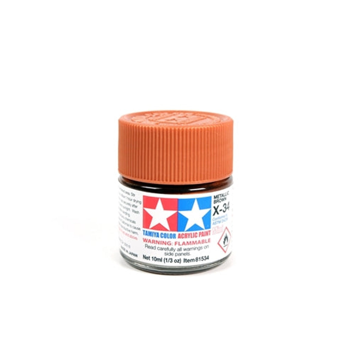 Tamiya Acrylic X-34 Metallic Brown Mini Bottle 10mL (1/3oz)