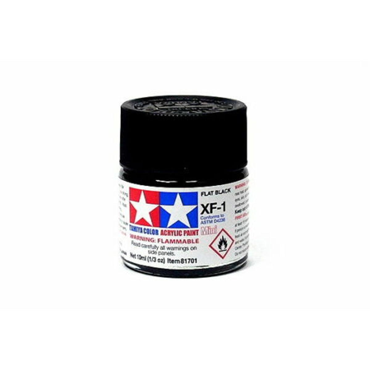 Tamiya Acrylic XF-1 Flat Black Mini Bottle 10mL (1/3oz)