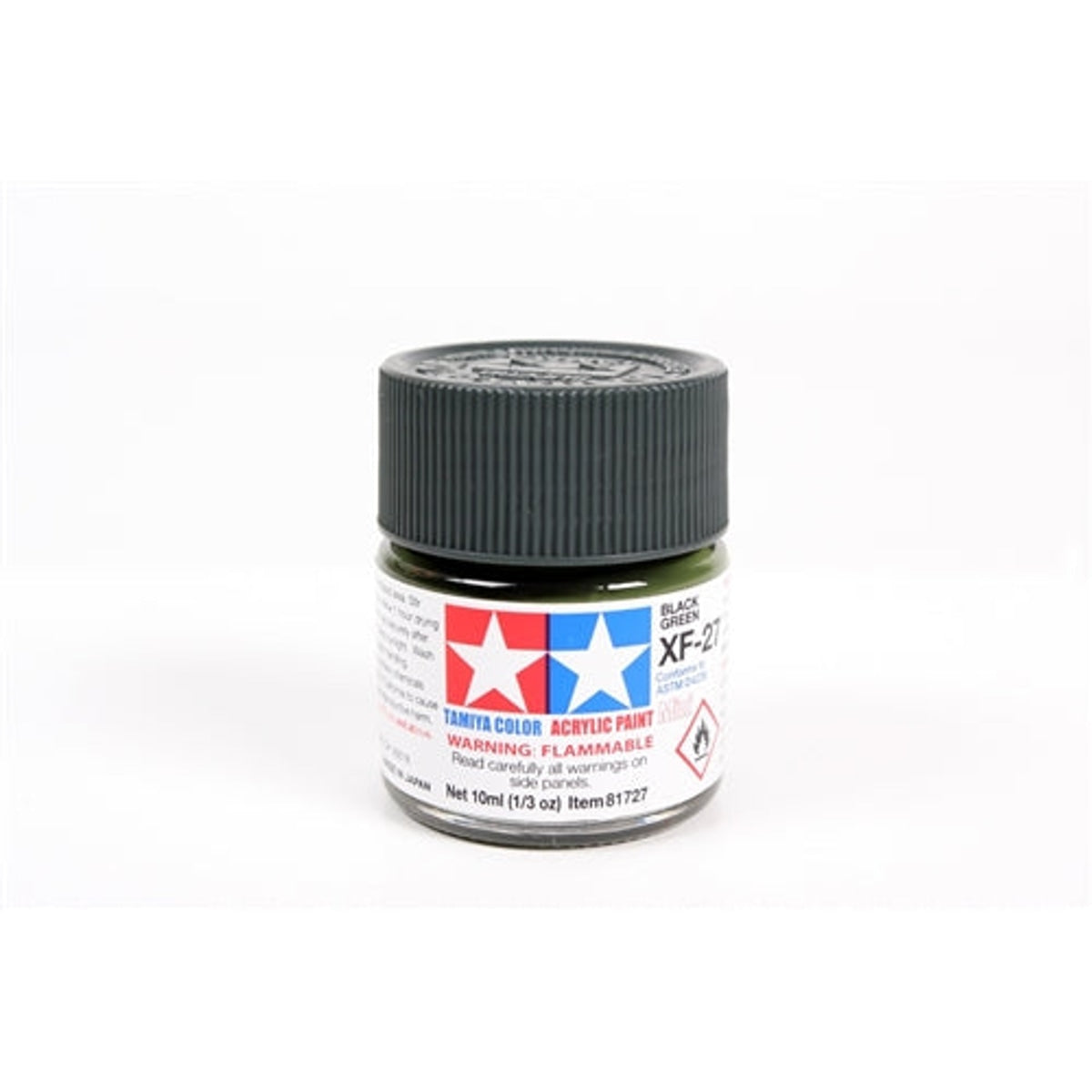 Tamiya Acrylic XF-27 Flat Black Green Mini Bottle 10mL (1/3oz)