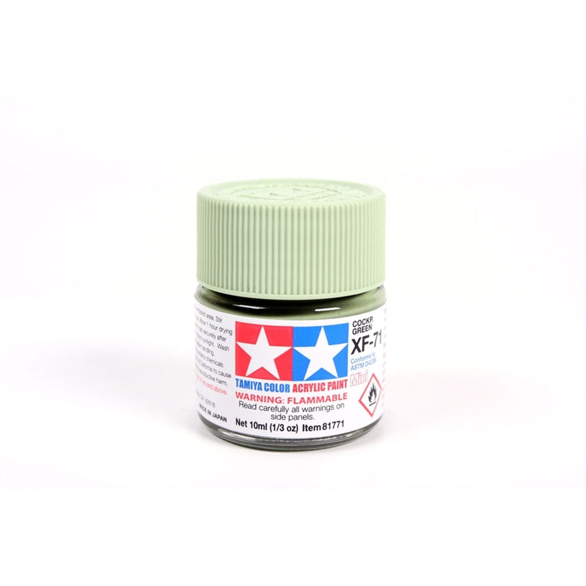 Tamiya Acrylic XF-71 Flat Cockpit Green Mini Bottle 10mL (1/3oz)