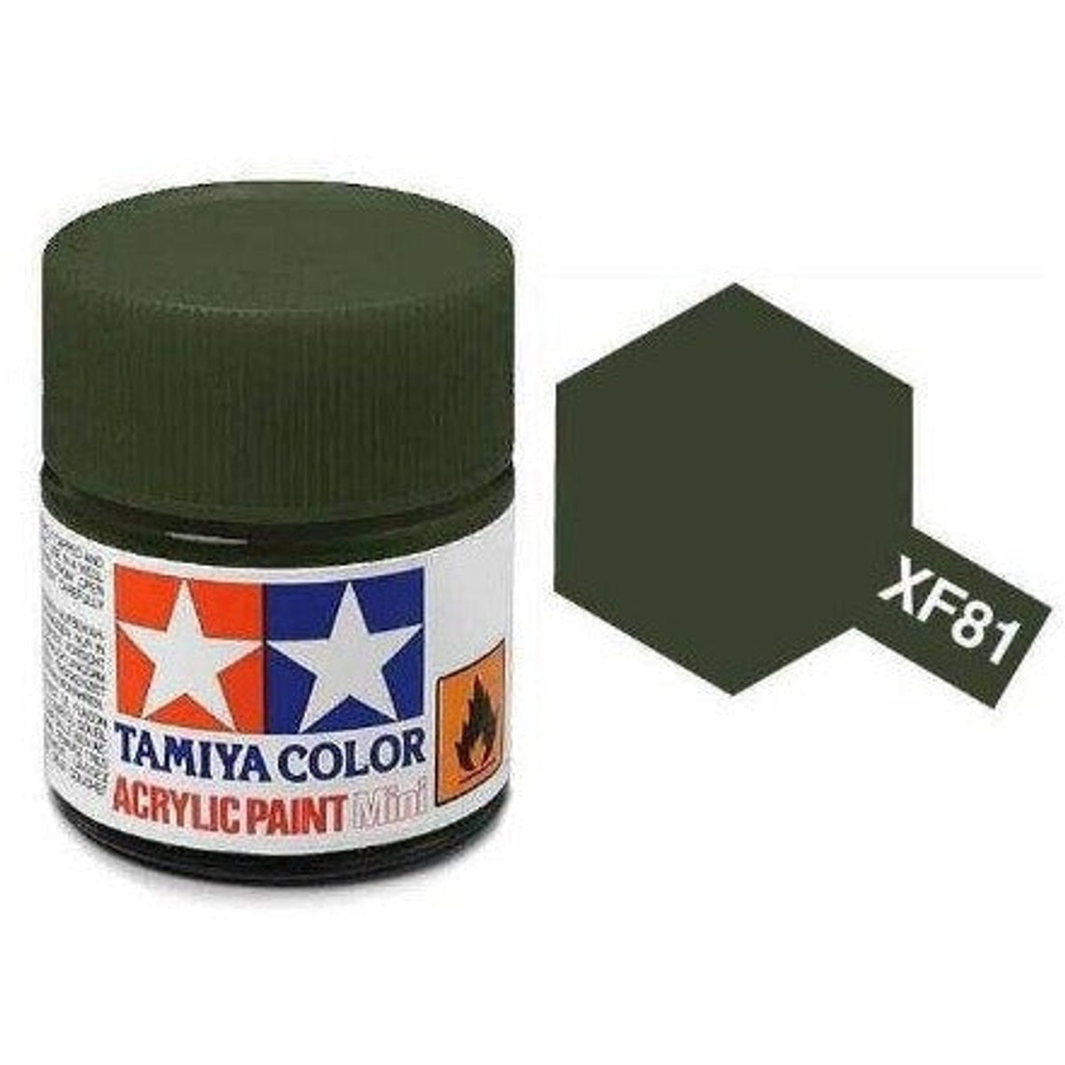 Tamiya Acrylic XF-81 Flat Dark Green 2 Gray Mini Bottle 10mL (1/3oz)