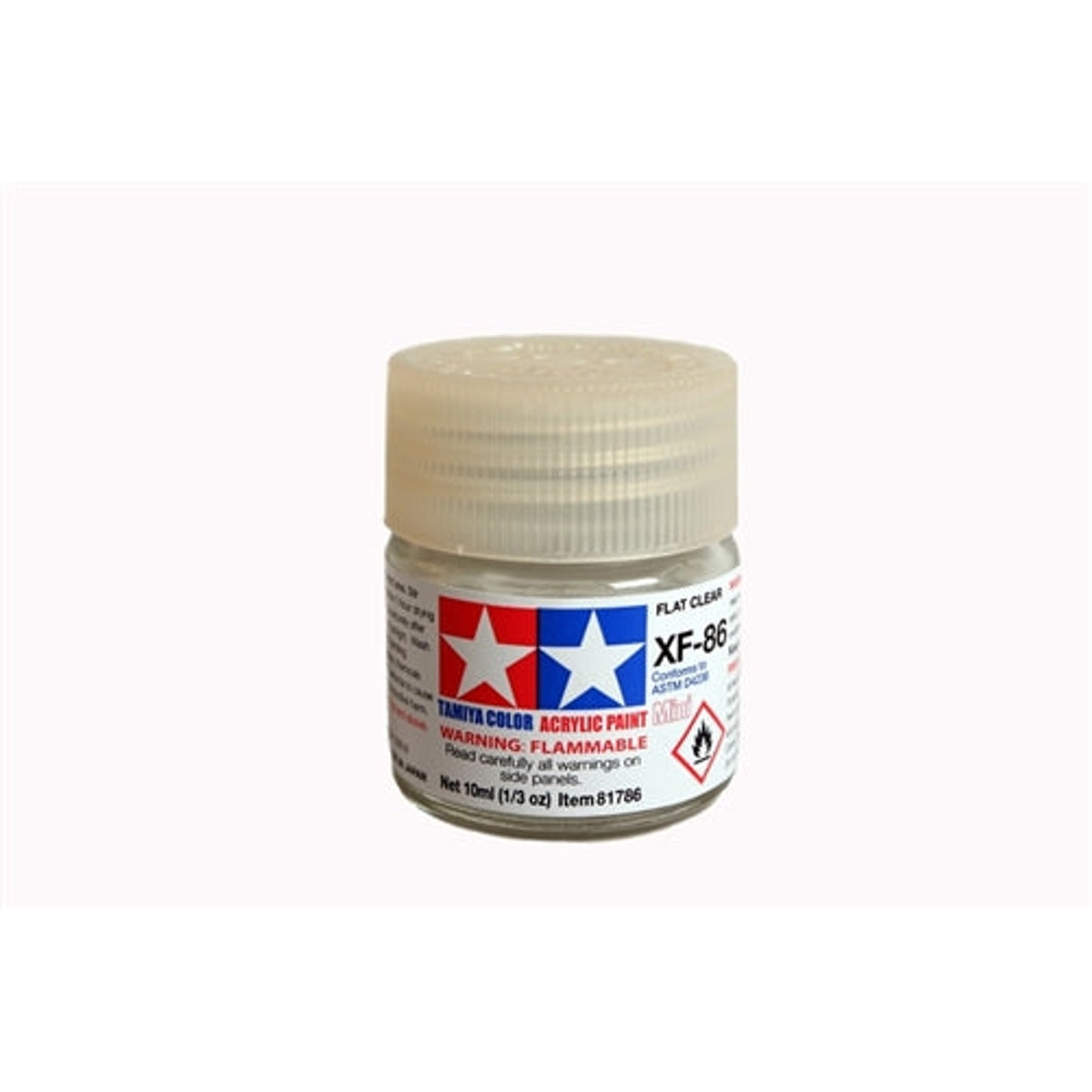 Tamiya Acrylic XF-86 Flat Clear Mini Bottle 10mL (1/3oz)