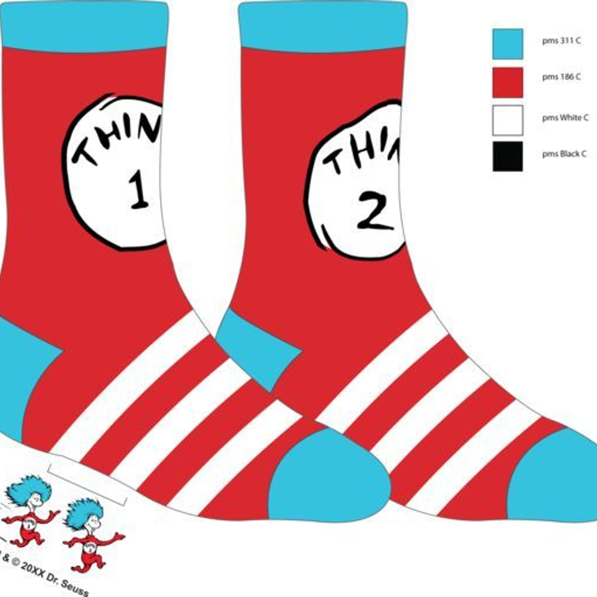 The Cat in the Hat Thing 1 & Thing 2 Crew Socks