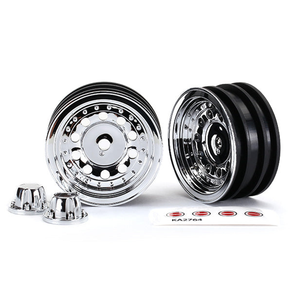 Traxxas 8175 Wheels 1.9" Chrome (2) Center Caps (2) Decal Sheet (Requires #8255A Extended Stub Axle) NIB