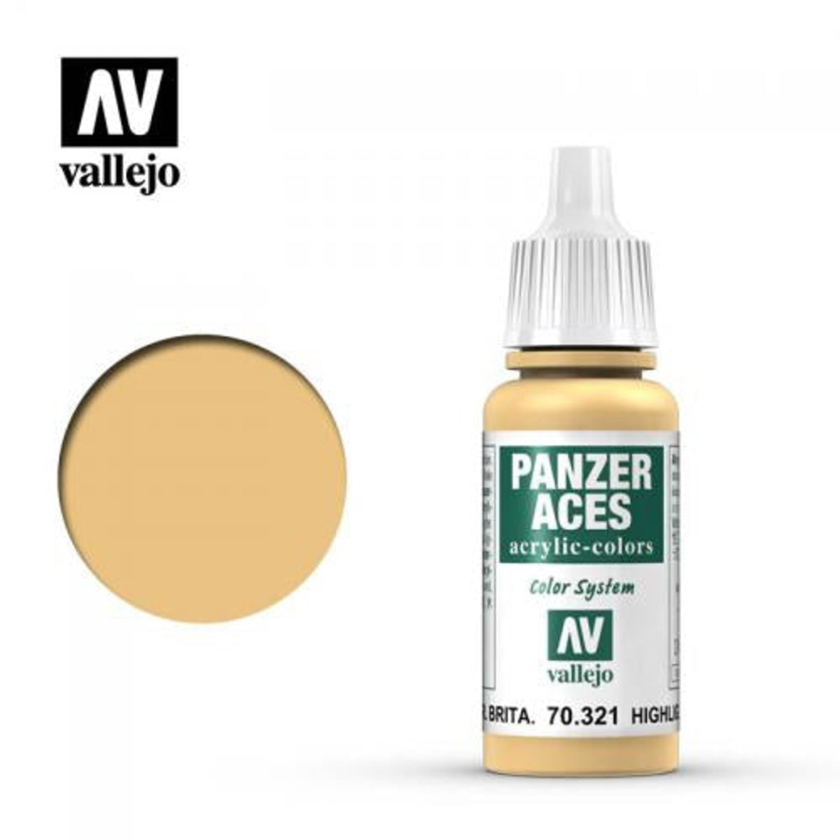 Vallejo 70321 Panzer Aces British Tank Crew Highlights Acrylic Paint 17mL NIB