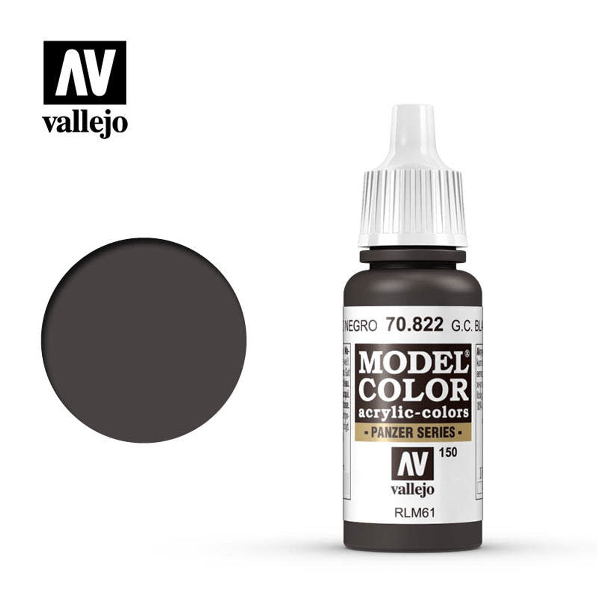 Vallejo 70822 Model Color SS Camouflage Black Acrylic Paint 17mL NIB