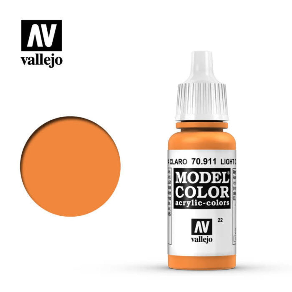 Vallejo 70911 Model Color Light Orange Paint 17mL NIB