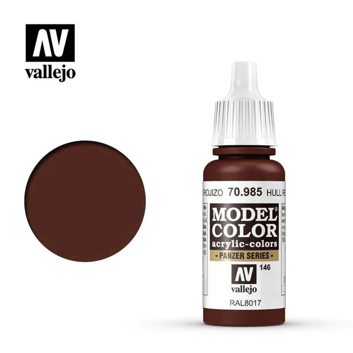 Vallejo 70985 Model Color Hull Red Acrylic Paint 17mL NIB
