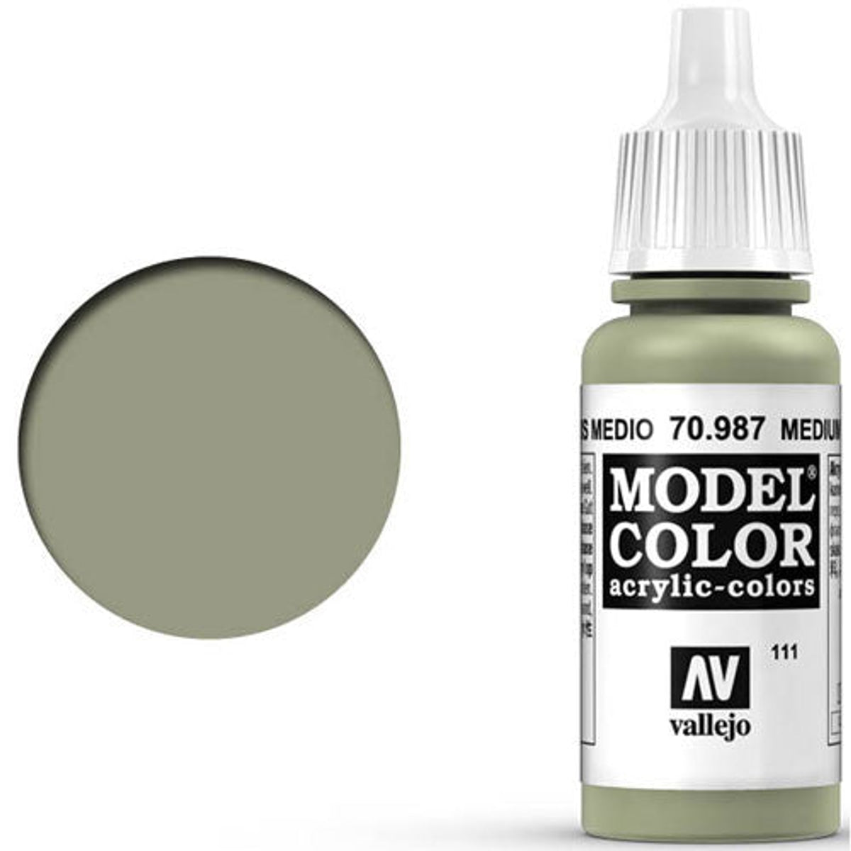 Vallejo 70987 Model Color Medium Grey Acrylic Paint 17mL NIB