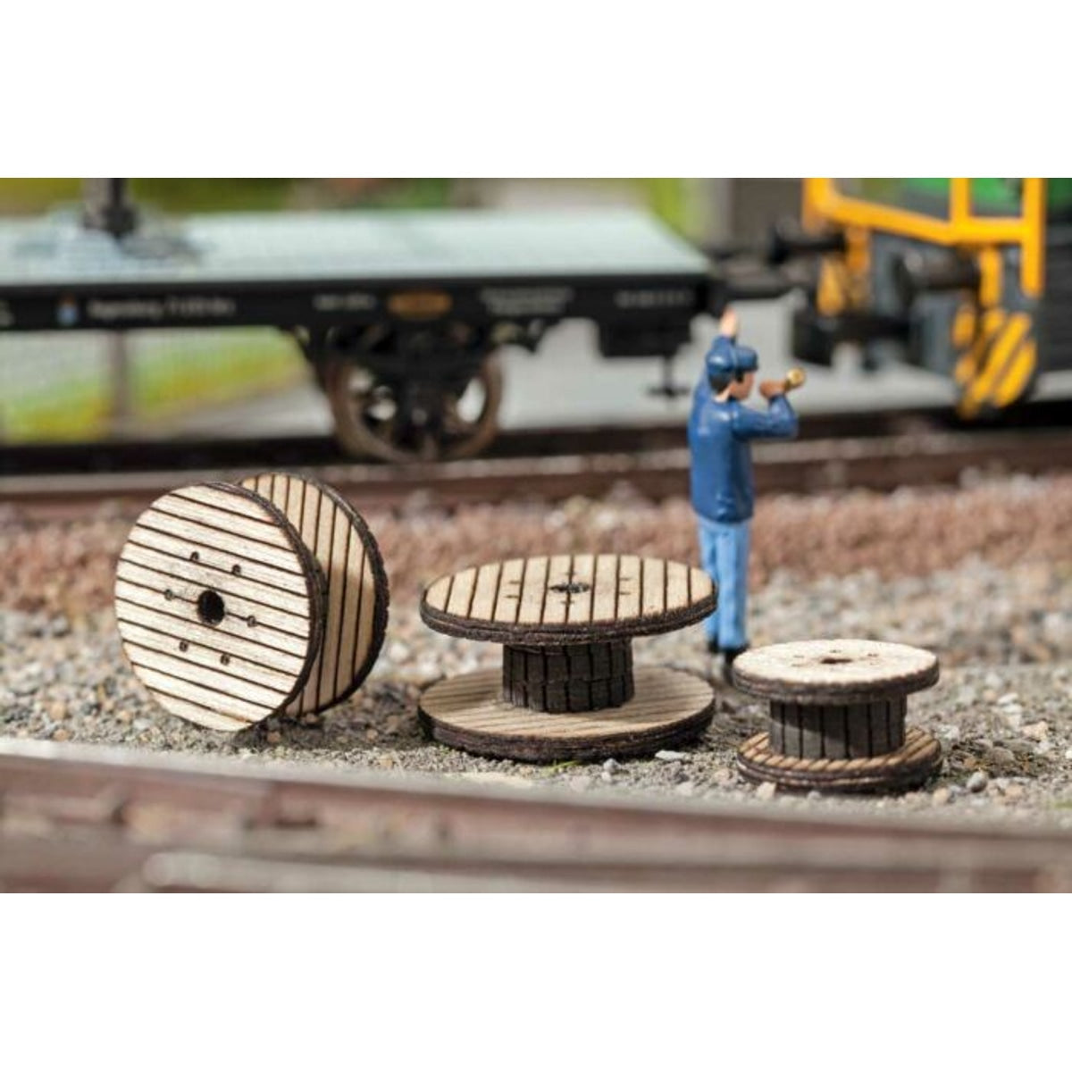 Walthers SceneMaster 949-4155 HO Cable Reels Laser-Cut Wood Kit NIB
