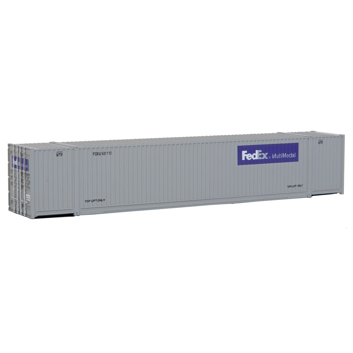 Walthers SceneMaster HO 53' Singamas Corrugated-Side Container FedEx MultiModal FDXU #531112 Gray Purple Assembled