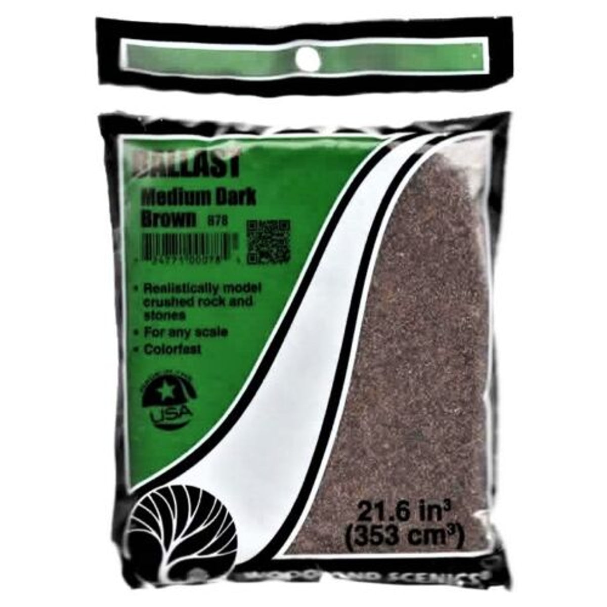 Woodland Scenics Ballast Medium Dark Brown 12oz/340g