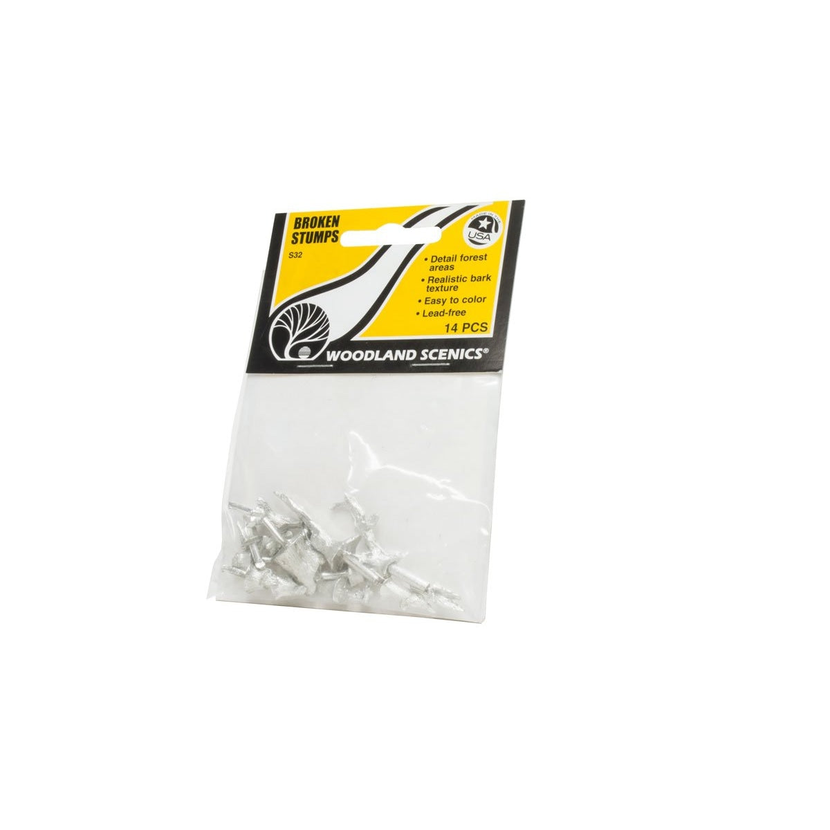 Woodland Scenics HO Broken Stumps Pkg of 14