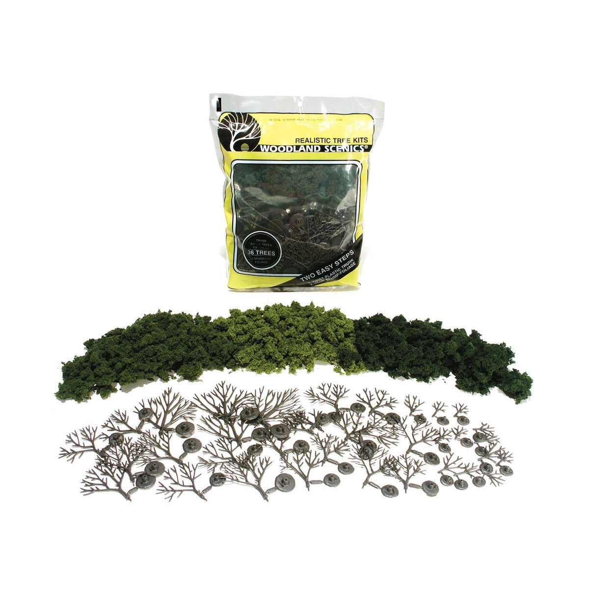 Woodland Scenics Realistic Trees Kits Green Deciduous Mixed Green 3/4 to 3" 1.9 to 7.6cm Tall Pkg Of 36