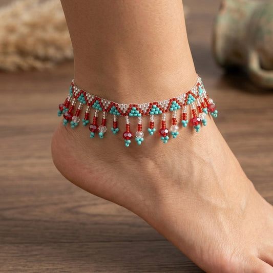 Beaded Anklet Green