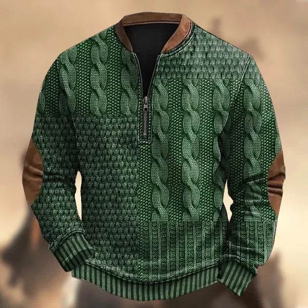 Printed Men's 3D Half Placket Zipper Sweatshirt Pullover