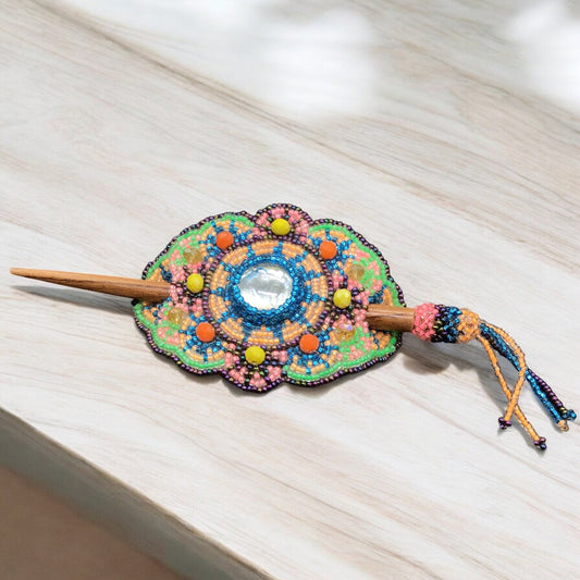 Multicolor Barrette Blue W/ light orange (26)