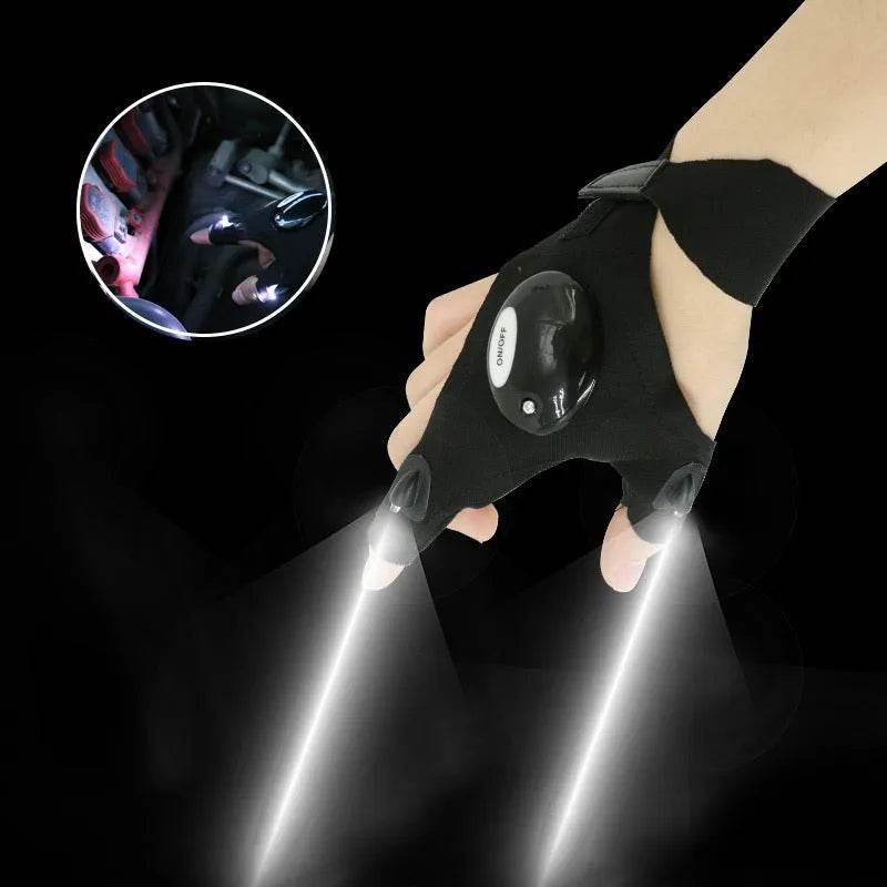 LED Outdoor Flashlight Fishing Half Finger Sports Lighted Gloves