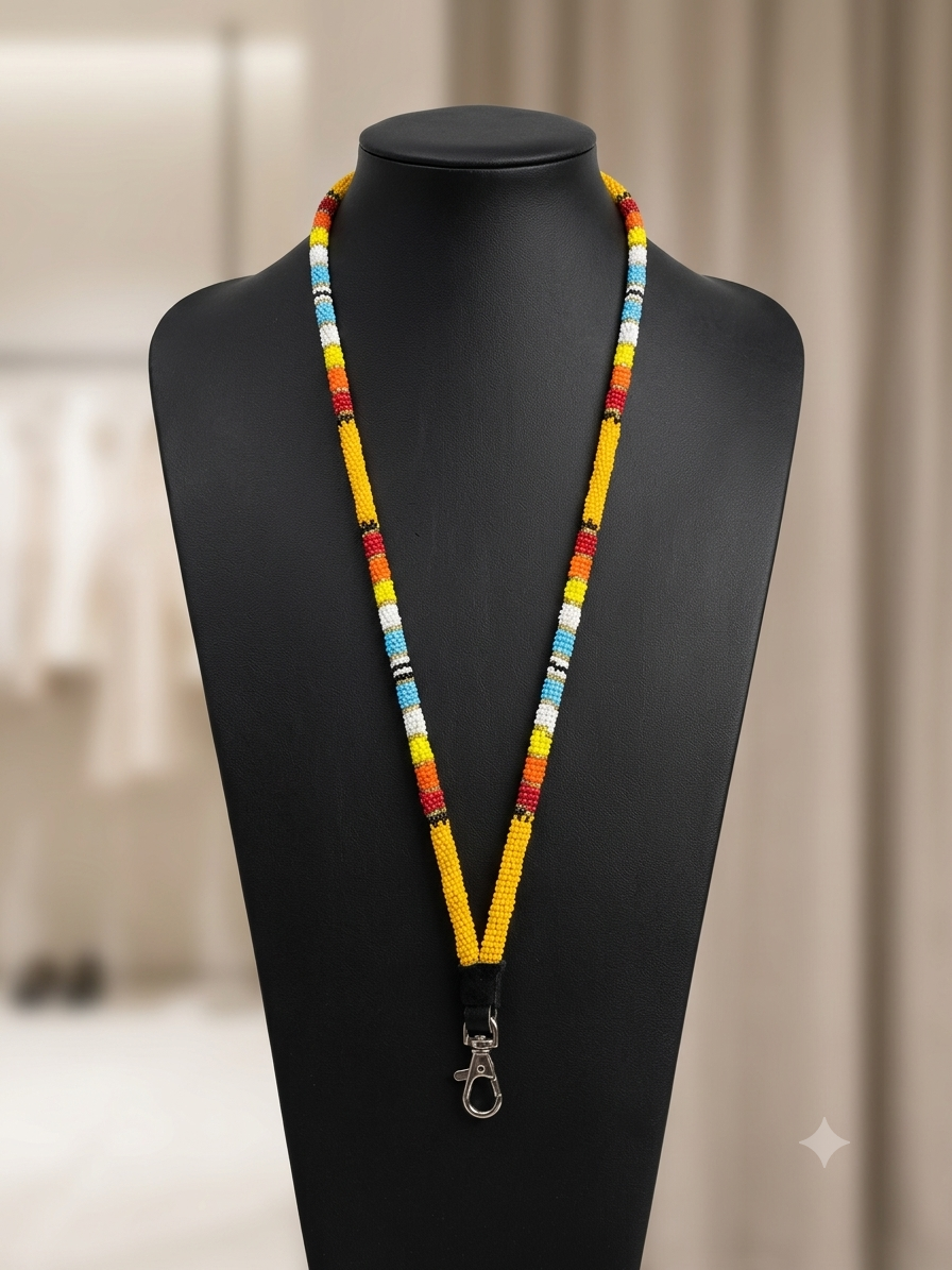 Round Beaded Lanyard(Yellow)