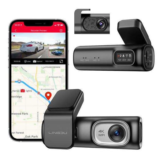 lingdu d600 4k dash cam front and rear