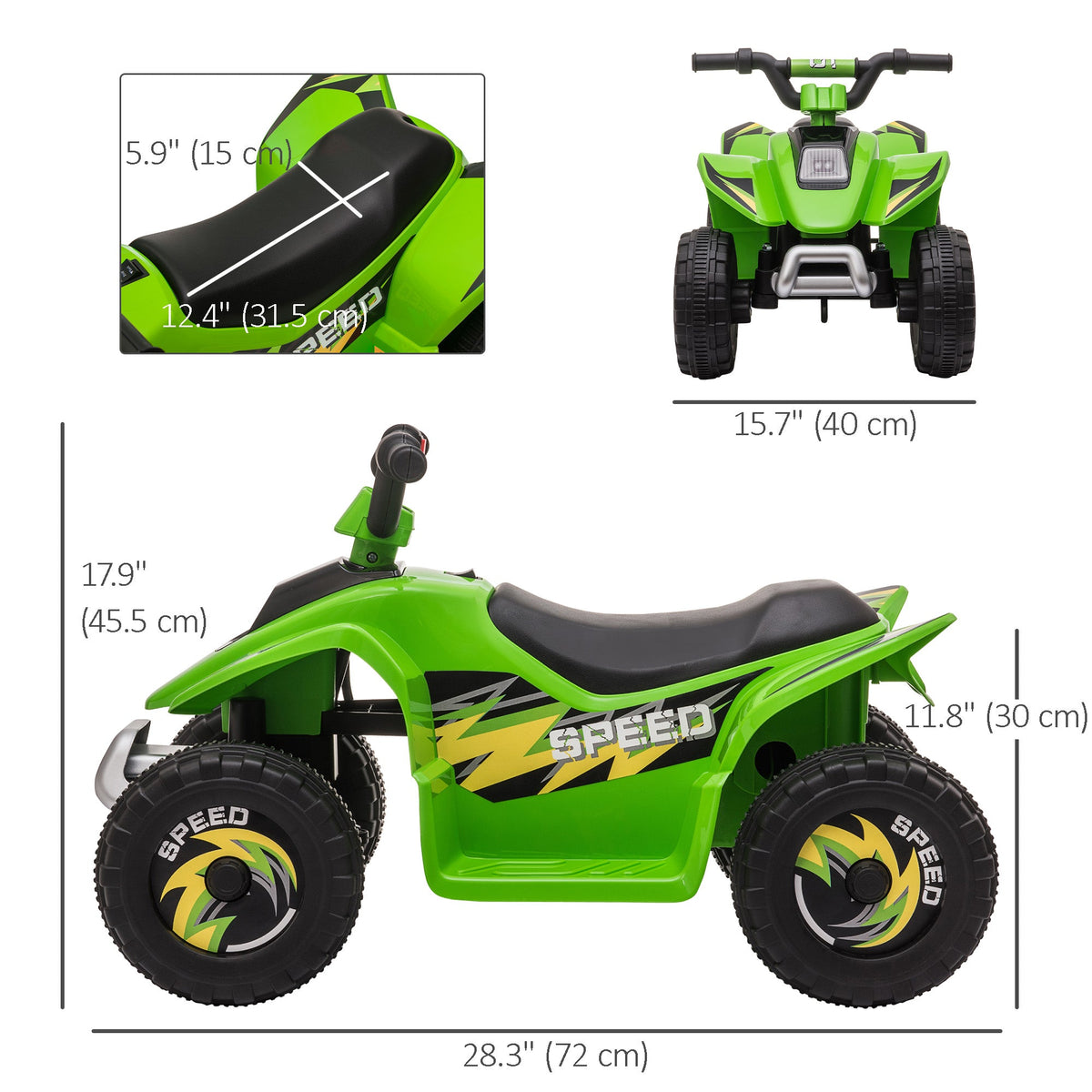 Kids Ride on ATV, 6V Battery Powered Quad Car with Forward, Reverse Switch, for Boys Girls 18-36 Months, Black