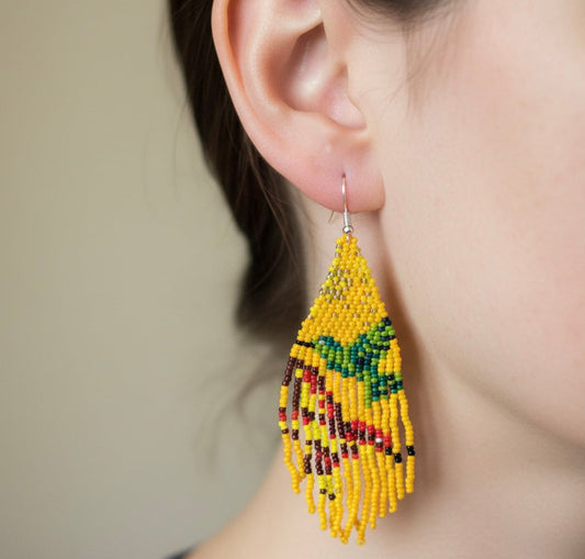 Mustard Sky Dancer Beaded Earrings