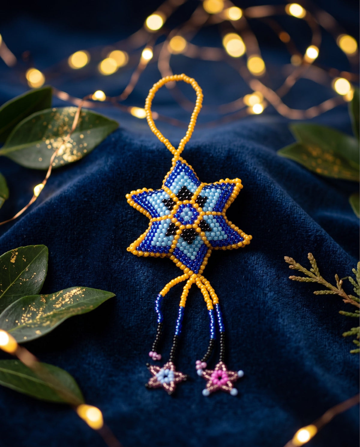 Orange Beaded Glow Star
