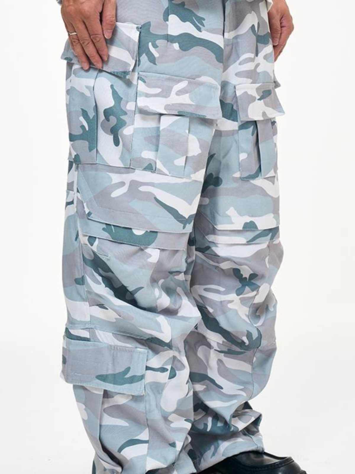 Multi-Pocket Workwear Military Camouflage Casual Wide Leg Paratrooper Cargo Pants Men
