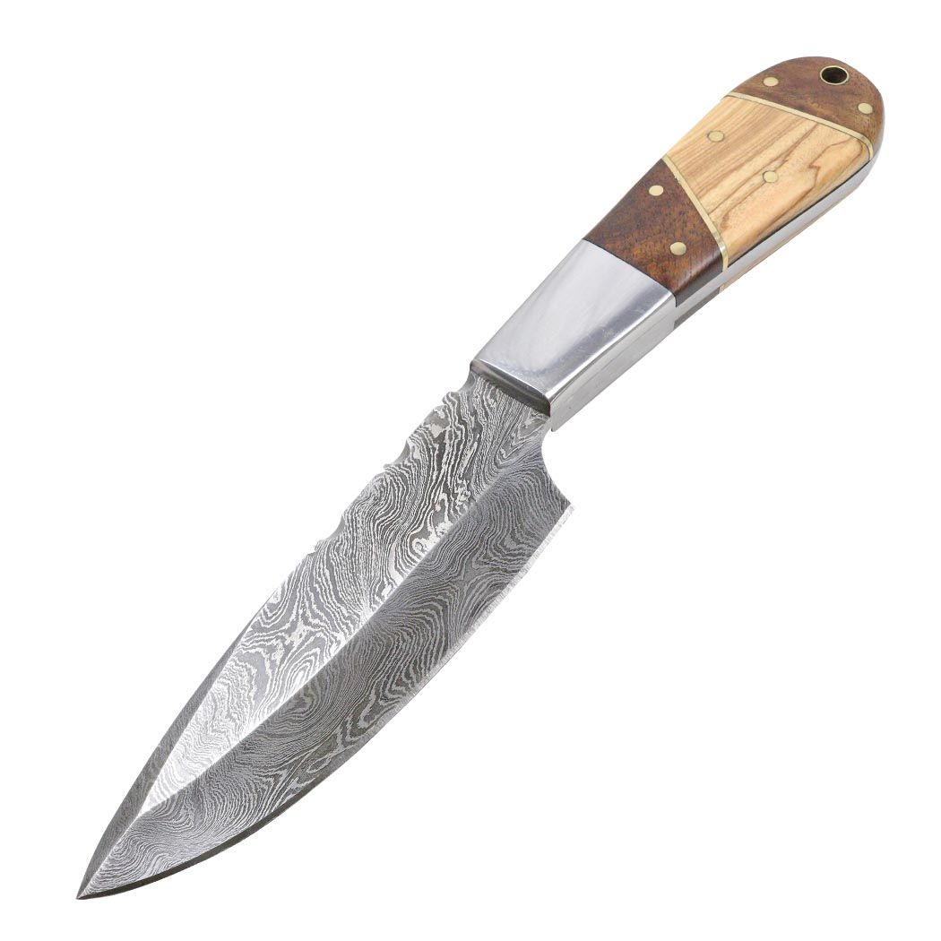 9" Wood Handle Damascus Knife (13128)